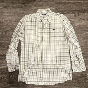 Southern Marsh Long Sleeve Brown/Olive/Blue patterned Dress Shirt